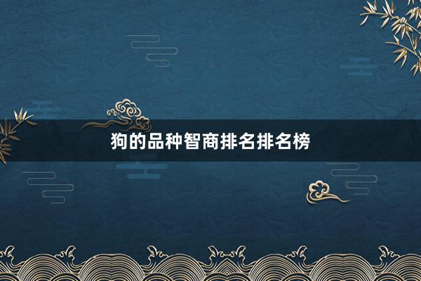 狗的品种智商排名排名榜